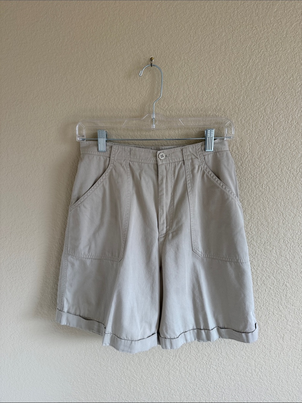 Liz Claiborne Beige High-Waist Cotton Shorts